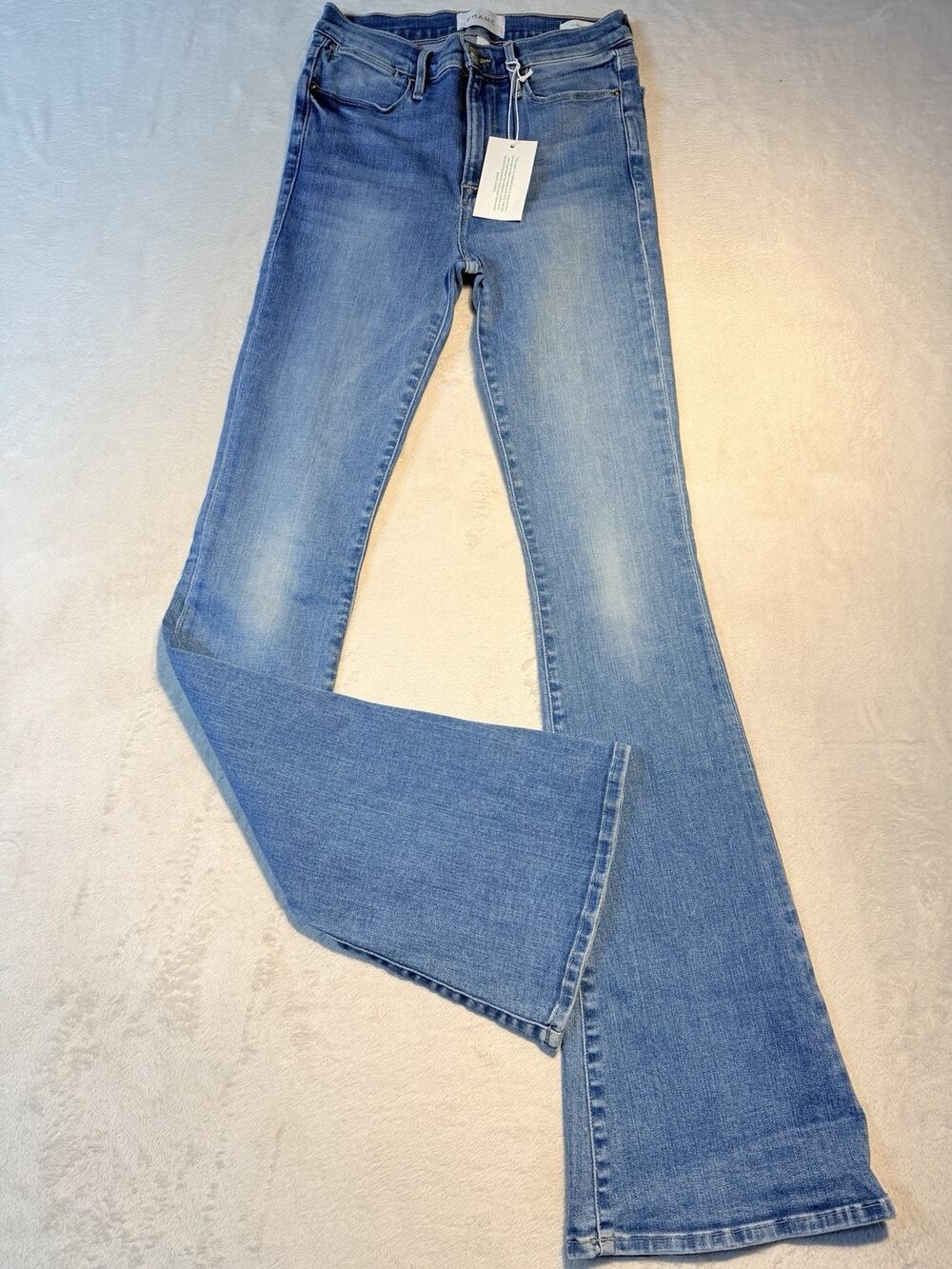 FRAME Le High Flare Jeans NWT 70s Boho Republic Organic Stretch Denim Sz 27
